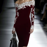 Sofija | Crna haljina otvorenih ramena sa čipkom