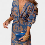 Ema Maxi Haljina s V Izrezom i Prednjim Čvorom