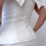 Mila | Beli dvodelni komplet od lana i pamuka