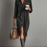 Milica | Široka midi haljina od somota sa džepovima