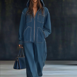 Rita | Široki retro teksas kombinezon sa kapuljačom