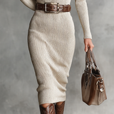 Cris | Midi haljina sa V-izrezom i pojasom