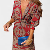 Ema Maxi Haljina s V Izrezom i Prednjim Čvorom