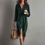 Midi haljina od somota sa džepovima