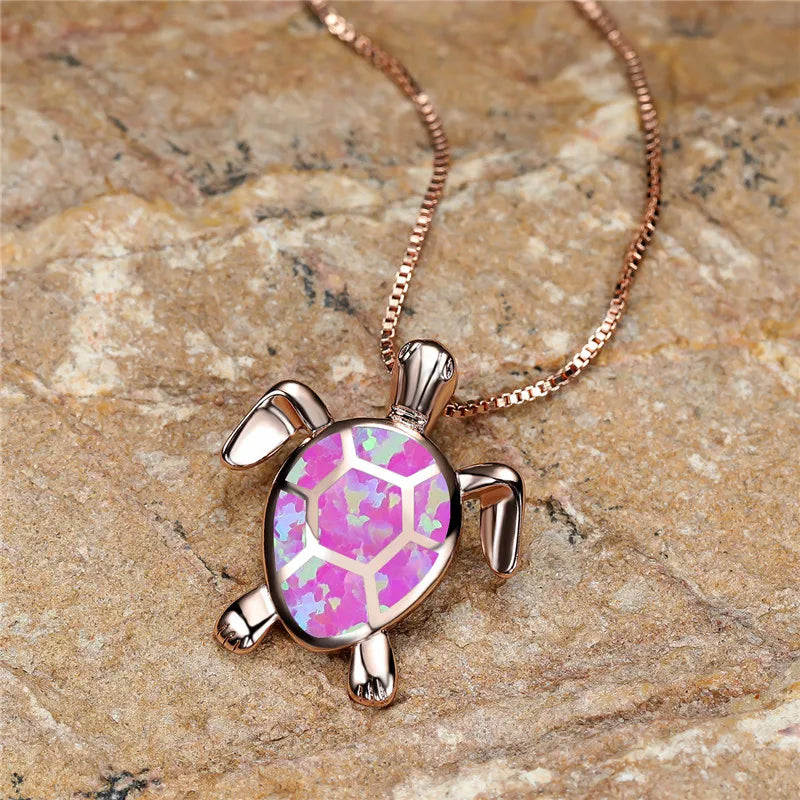 Vintage zlatna zelena vatrena opal kornjača privjesak ogrlica