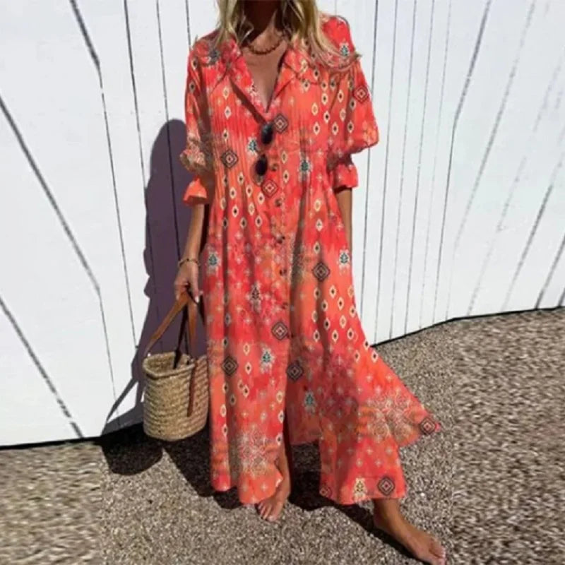 Merita | Boho maxi haljina sa V-izrezom