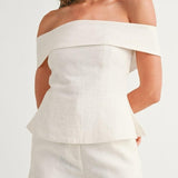 Mila | Beli dvodelni komplet od lana i pamuka