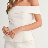 Mila | Beli dvodelni komplet od lana i pamuka