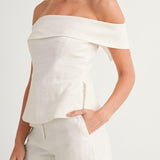 Mila | Beli dvodelni komplet od lana i pamuka