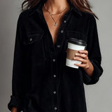 Milica | Široka midi haljina od somota sa džepovima