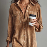 Milica | Široka midi haljina od somota sa džepovima