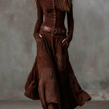 Avery | Vintage maxi haljina od antilopa sa kariranim detaljima