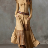 Avery | Vintage maxi haljina od antilopa sa kariranim detaljima