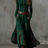 Avery | Vintage maxi haljina od antilopa sa kariranim detaljima