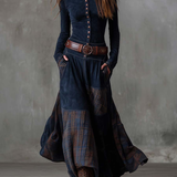 Avery | Vintage maxi haljina od antilopa sa kariranim detaljima