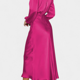 Marija Maxi Haljina s Visokim Ovratnikom i Cvjetnim Detaljima