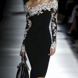 Sofija | Crna haljina otvorenih ramena sa čipkom