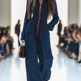 Jelena | Retro teksas kombinezon sa crvenim štepom