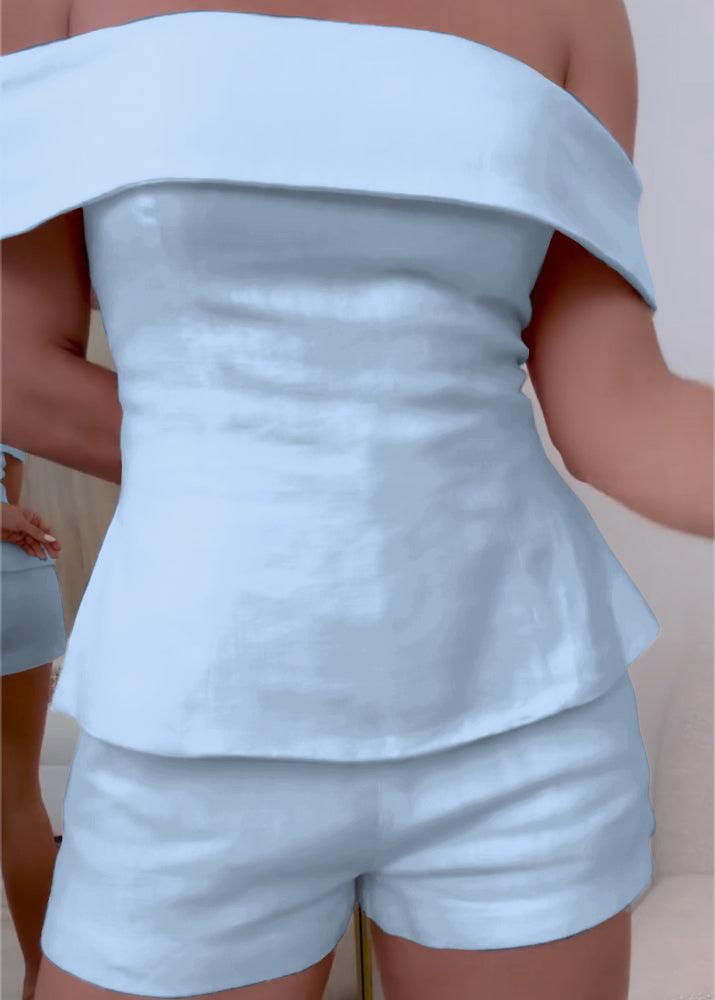 Mila | Beli dvodelni komplet od lana i pamuka