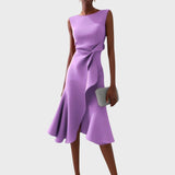 Katarina - Naborana asimetrična midi haljina