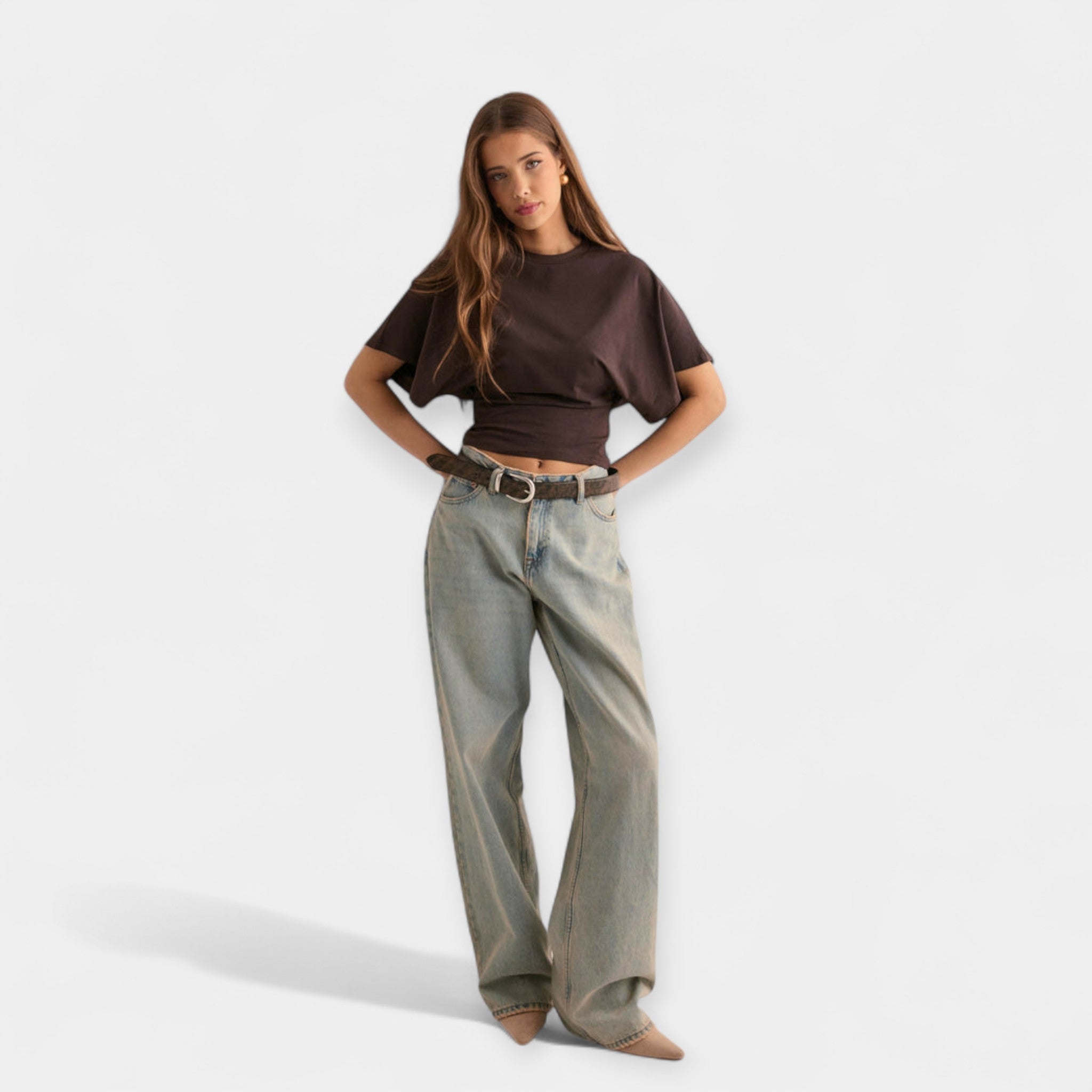 Stana - Majica s Udubljenim Širokim Rukavima